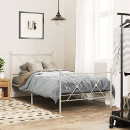 Berkfield Metal Bed Frame Without Mattress With Footboard White 90X190Cm - thumbnail 1