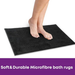 Super Soft Chloe Microfiber Bath Mat 50 X 80Cm - Black - thumbnail 6