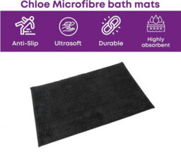 Super Soft Chloe Microfiber Bath Mat 50 X 80Cm - Black - thumbnail 4