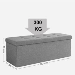 110 X 38 X 38 Cm Light Grey Darkgrey Storage Seat Stool Trunk Toy Chest Bedding Or Blanket Box Folding Bench - thumbnail 2