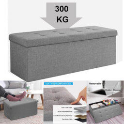 110 X 38 X 38 Cm Light Grey Darkgrey Storage Seat Stool Trunk Toy Chest Bedding Or Blanket Box Folding Bench - thumbnail 1