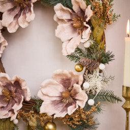 Dibor Magnolia Blush Festive Decor Autumn-Winter Front Door Wreath Christmas Wreath 55Cm - thumbnail 4