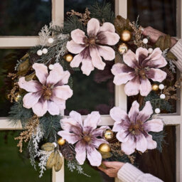 Dibor Magnolia Blush Festive Decor Autumn-Winter Front Door Wreath Christmas Wreath 55Cm