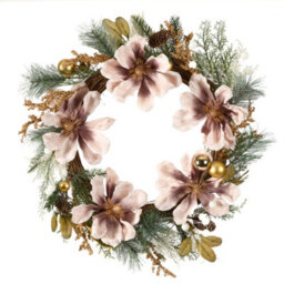 Dibor Magnolia Blush Festive Decor Autumn-Winter Front Door Wreath Christmas Wreath 55Cm - thumbnail 2