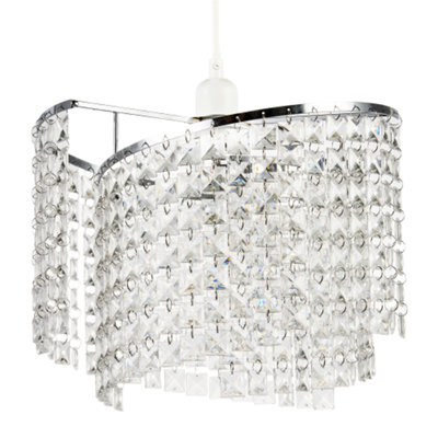 Happy Homewares Modern Chrome Chandelier Pendant Shade With Cascading Acrylic Panels - image 1