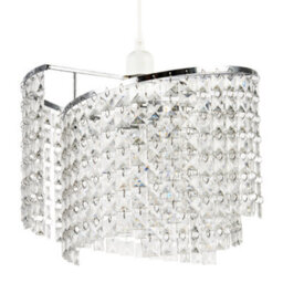 Happy Homewares Modern Chrome Chandelier Pendant Shade With Cascading Acrylic Panels - thumbnail 1