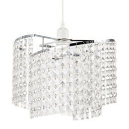 Happy Homewares Modern Chrome Chandelier Pendant Shade With Cascading Acrylic Panels - thumbnail 5