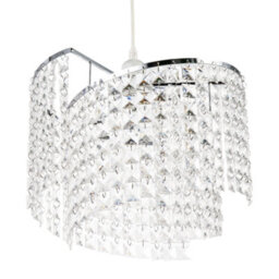 Happy Homewares Modern Chrome Chandelier Pendant Shade With Cascading Acrylic Panels - thumbnail 4