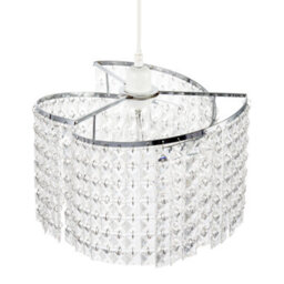Happy Homewares Modern Chrome Chandelier Pendant Shade With Cascading Acrylic Panels - thumbnail 3