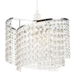 Happy Homewares Modern Chrome Chandelier Pendant Shade With Cascading Acrylic Panels - thumbnail 2