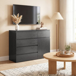 Homcom Chest Of Drawers, 5 Drawer Dresser With Soft-Close Cabinet, Black - thumbnail 8