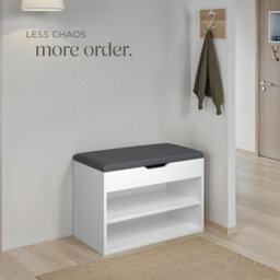Tectake Shoe Rack Jasmina - Bench With Cushion, 2 Shelves For 6 Pairs Of Shoes, Hinged Lid - 60 Cm - White - thumbnail 7