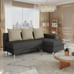 Tom M Corner Sofa Bed With Sleeping Function Chipboard Frame Hr Foam Bonell Springs Storage Graphite And Cream Right - thumbnail 2