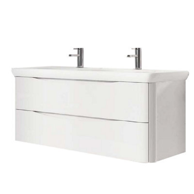 Plum&clay Eden Gloss White Wall Hung Vanity Unit With Round Resin Basin (W)1240mm - image 1