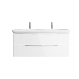 Plum&clay Eden Gloss White Wall Hung Vanity Unit With Round Resin Basin (W)1240mm - thumbnail 5