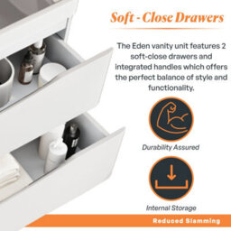 Plum&clay Eden Gloss White Wall Hung Vanity Unit With Round Resin Basin (W)1240mm - thumbnail 6