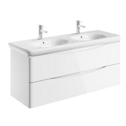 Plum&clay Eden Gloss White Wall Hung Vanity Unit With Round Resin Basin (W)1240mm - thumbnail 4