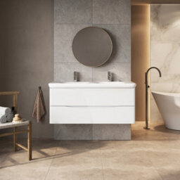Plum&clay Eden Gloss White Wall Hung Vanity Unit With Round Resin Basin (W)1240mm - thumbnail 2