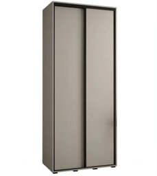 Arte Dakota I Sleek Cashmere & Black Sliding Door Wardrobe 1100mm H2350mm D600mm With Two Hanging Rails And Six Shelves - thumbnail 1