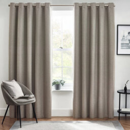 furn. Furn Dawn Textured Blackout Eyelet Curtain Pair Grey (W)229Cm X (D)229Cm