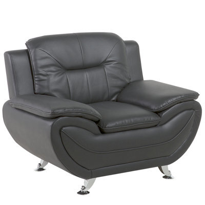 Beliani Armchair Leira Ii Faux Leather Grey - image 1