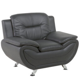 Beliani Armchair Leira Ii Faux Leather Grey - thumbnail 1