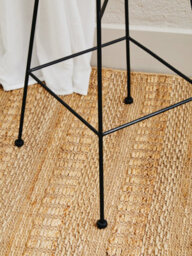 Orsina Rattan Brown Bar Chair, Rattan Kitchen Stool, Hand-Woven Breakfast Stool With Black Metal Legs - thumbnail 5