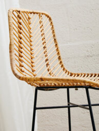 Orsina Rattan Brown Bar Chair, Rattan Kitchen Stool, Hand-Woven Breakfast Stool With Black Metal Legs - thumbnail 4