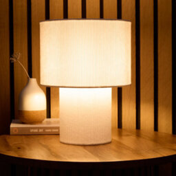 K Living Tokyo Beautifully Crafted White Velvet Stripe Table Lamp - thumbnail 2