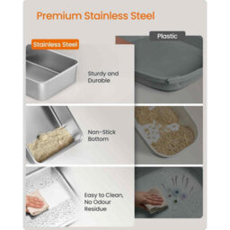 High Sided Stainless Steel Cat Litter Tray, Open Top Cat Toilet With Step, Scoop And Brush, Slate Grey - thumbnail 4
