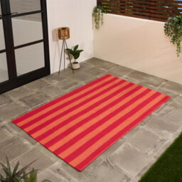 Ohs Stripes Print Outdoor Garden Rug Waterproof Area Floor Mat - thumbnail 1