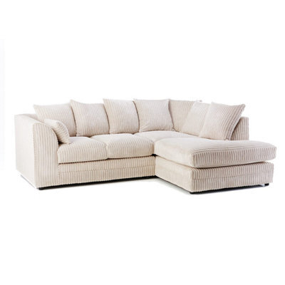 Furnishings For Less UK Luxor Jumbo Cord 4 Seater Corner Sofa Cream Right Hand Facing - image 1