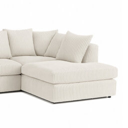 Furnishings For Less UK Luxor Jumbo Cord 4 Seater Corner Sofa Cream Right Hand Facing - thumbnail 3
