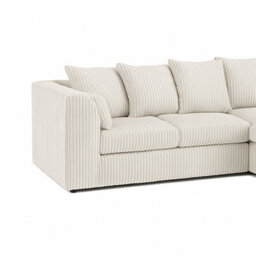 Furnishings For Less UK Luxor Jumbo Cord 4 Seater Corner Sofa Cream Right Hand Facing - thumbnail 2