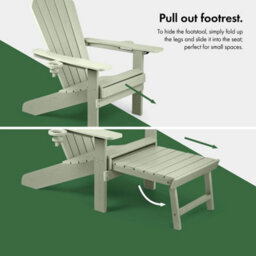 2Pc Sage Green Adirondack Garden Chair, Hdpe Reclining Outdoor Armchair - thumbnail 4