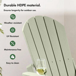 2Pc Sage Green Adirondack Garden Chair, Hdpe Reclining Outdoor Armchair - thumbnail 3