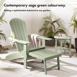 2Pc Sage Green Adirondack Garden Chair, Hdpe Reclining Outdoor Armchair - thumbnail 2