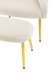 Orsina Beige Velvet Arm Chair With Footstool, Velvet Upholstered Accent Chair & Footstool, Armchair Set For Home - thumbnail 6