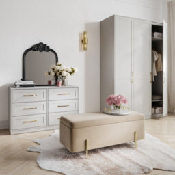 LPD Austen White 1 Door Wardrobe - Classic Shaker Style With Brass Handles - thumbnail 6