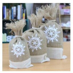 Danish White Snowflake Jute Pouch Set Of 3 - Christmas Gift Bags - thumbnail 6