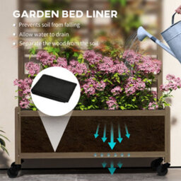 Outsunny Wooden Trellis Planter, Raised Garden Bed With Wheels, Brown - thumbnail 5