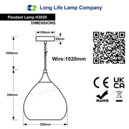 Long Life Lamps Company Modern Vintage Ceiling Hanging Brass Amber Glass Pendant Lamp Shade H3025 - thumbnail 2