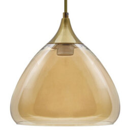 Long Life Lamps Company Modern Vintage Ceiling Hanging Brass Amber Glass Pendant Lamp Shade H3025 - thumbnail 3