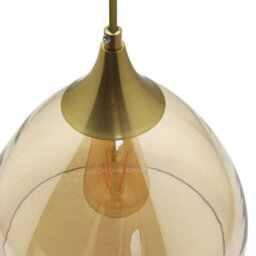Long Life Lamps Company Modern Vintage Ceiling Hanging Brass Amber Glass Pendant Lamp Shade H3025 - thumbnail 5