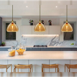 Long Life Lamps Company Modern Vintage Ceiling Hanging Brass Amber Glass Pendant Lamp Shade H3025 - thumbnail 8