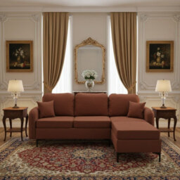 Venice L Corner Sofa Bed With Bonnell Spring Metal Legs Wooden Frame Dl Mechanism Storage 225X172X78X96 Cm Orange Right - thumbnail 2