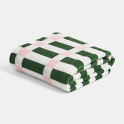 Ohs Checkerboard Flannel Fleece Throw Blanket Soft Bedspread, Green/pink - 125 X 150 Cm - thumbnail 3