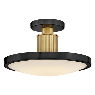 Luminosa Lighting Elstead Kieran Integrated Led Semi-Flush Ceiling Light Black & Brass 2700K, 3000K, 3500K, 4000K, 5000K - image 1