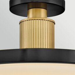 Luminosa Lighting Elstead Kieran Integrated Led Semi-Flush Ceiling Light Black & Brass 2700K, 3000K, 3500K, 4000K, 5000K - thumbnail 4