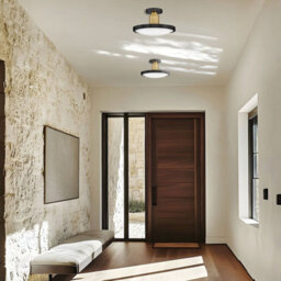 Luminosa Lighting Elstead Kieran Integrated Led Semi-Flush Ceiling Light Black & Brass 2700K, 3000K, 3500K, 4000K, 5000K - thumbnail 2